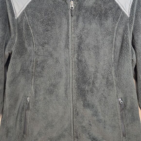 Eddie Bauer Womens Fuzzy Fleece Black Long Sleeve Full Zip Hooded Coat Jacket M - Picture 2 of 14